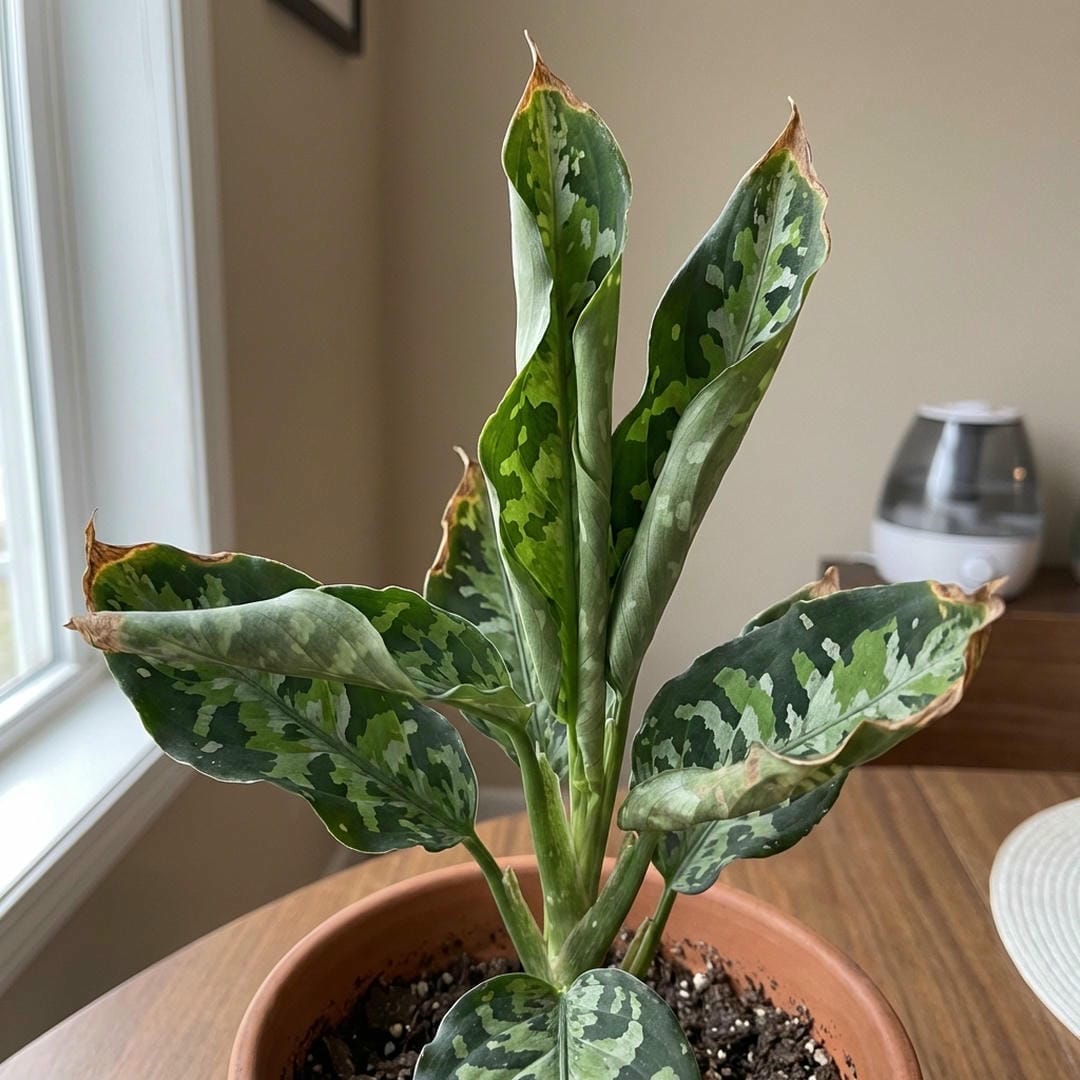 Leaves curling due to low humidity