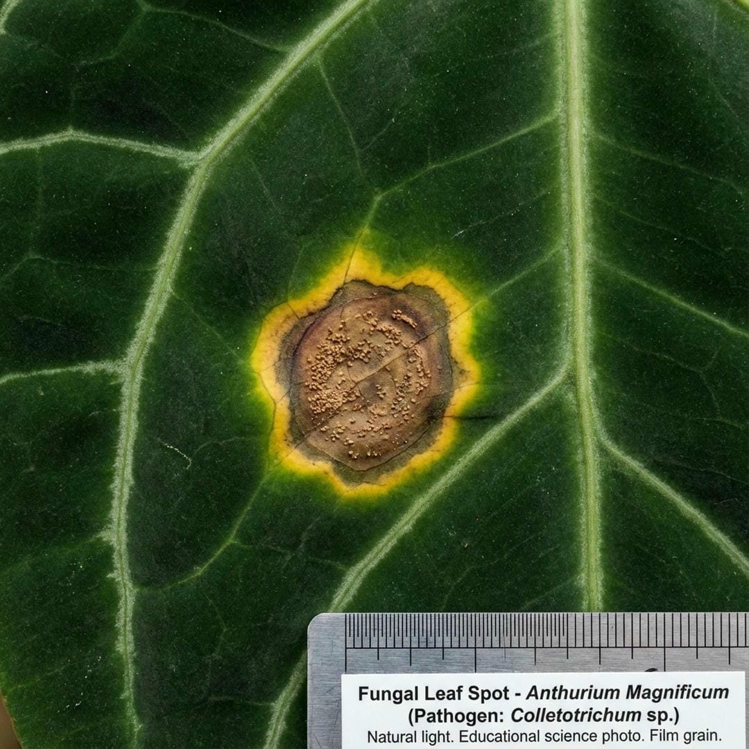 Fungal spotting on leaf caused by sitting water
