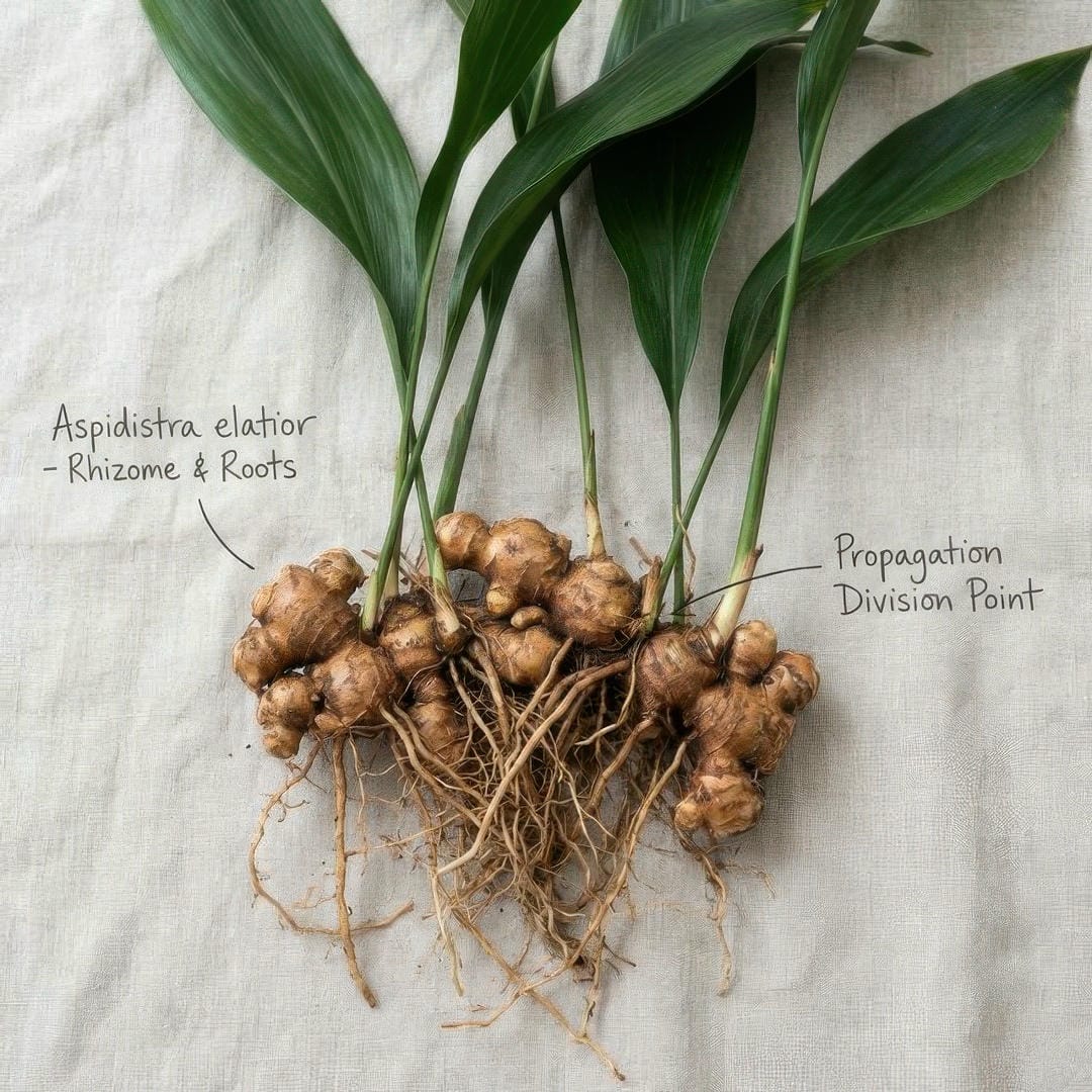 Aspidistra rhizome propagation diagram