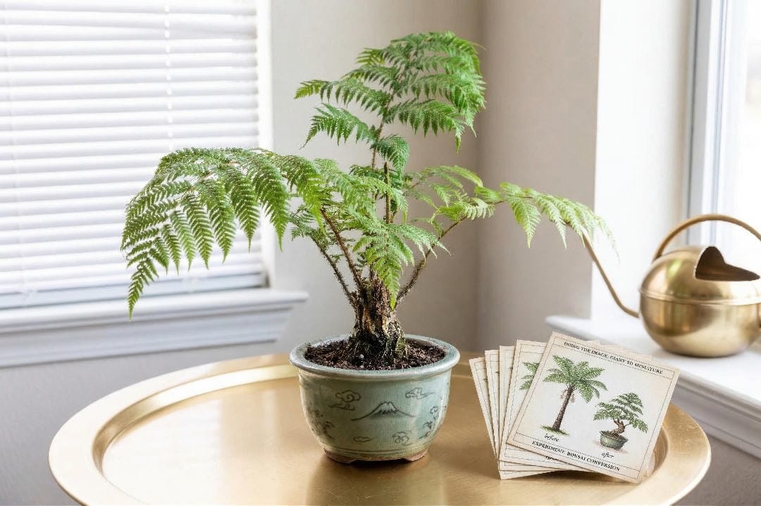Australian Tree Fern used as a dramatic focal houseplant in a bright humid indoor room.
