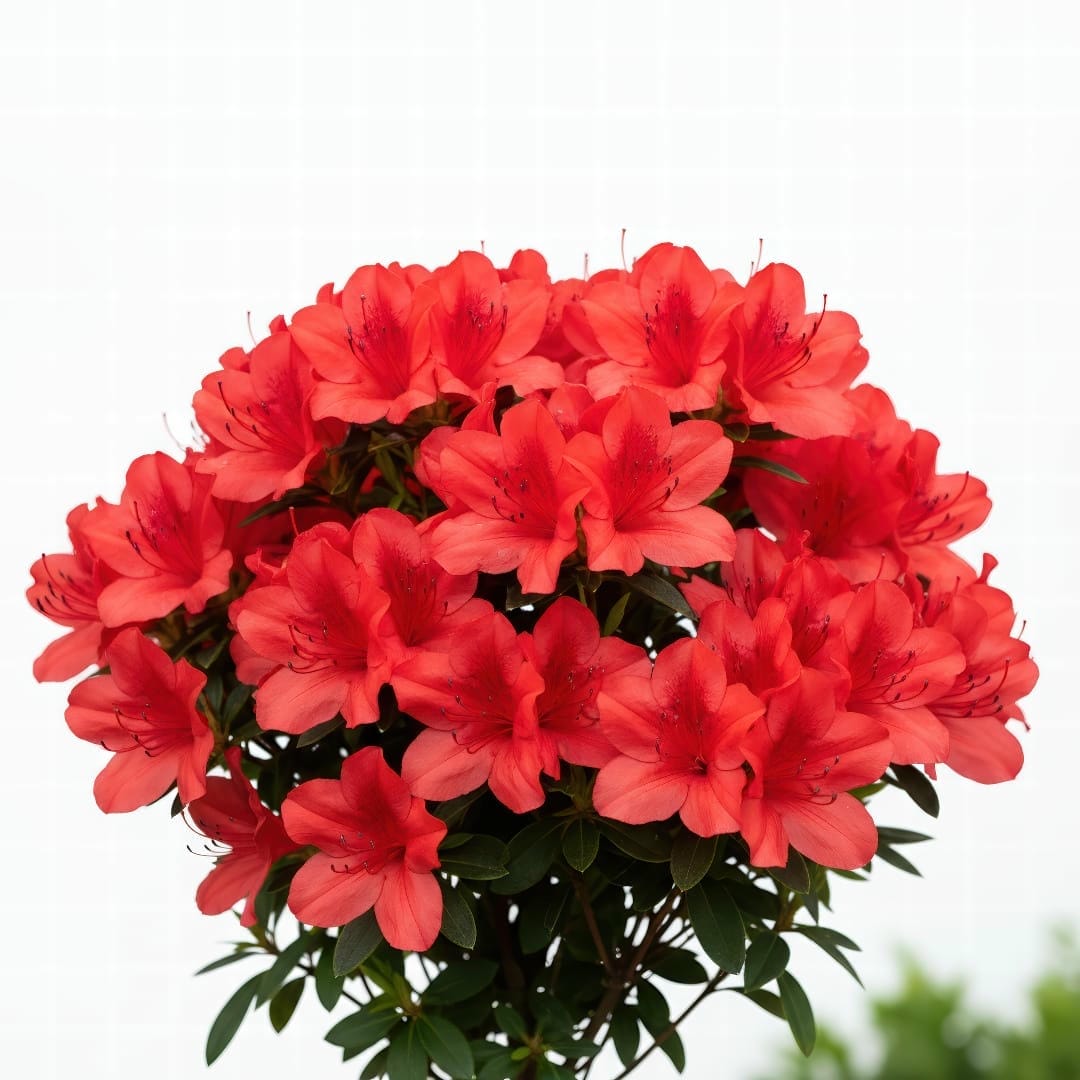 A vibrant red Azalea plant.