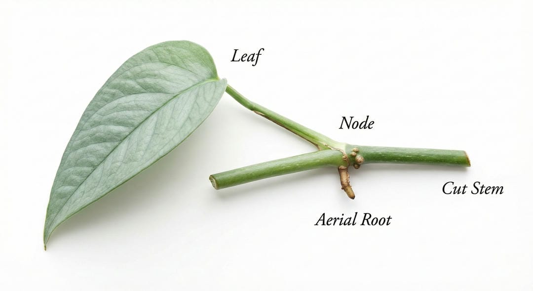 Cebu Blue Pothos node and cutting diagram