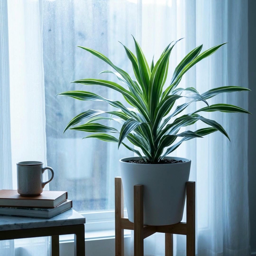 Dracaena Warneckii near an East window with soft light