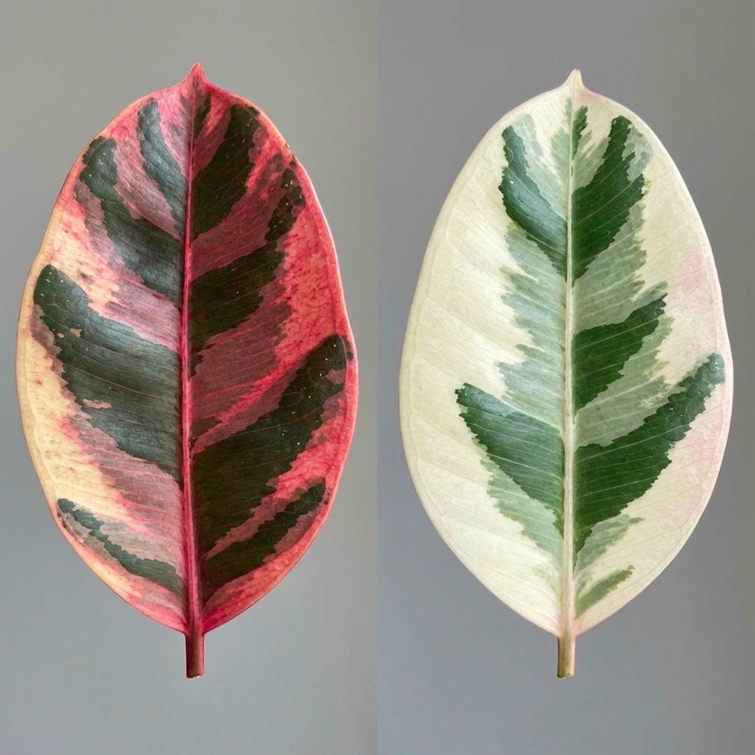 Comparison of Ficus Ruby vs Ficus Tineke leaves