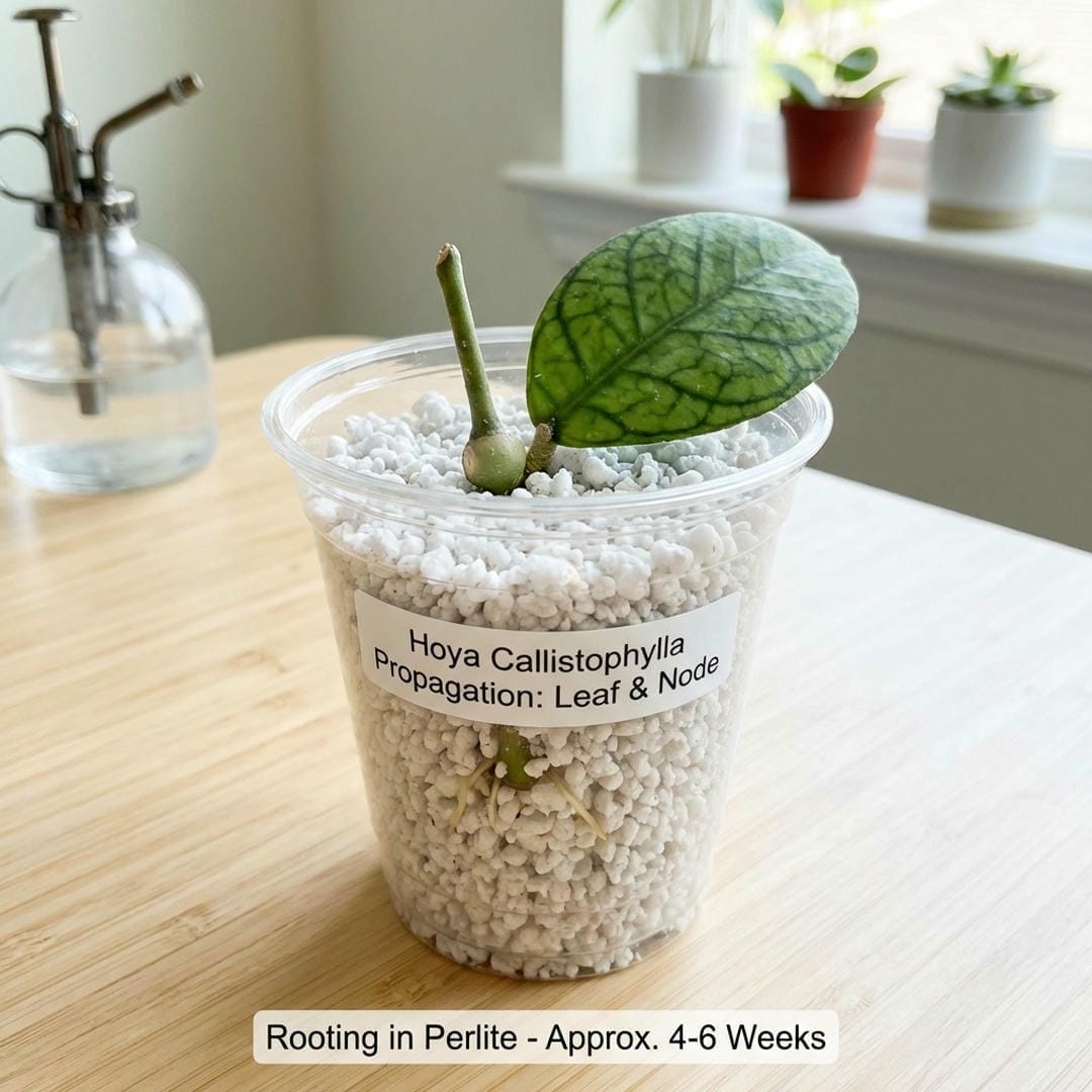 A single node cutting rooted in perlite