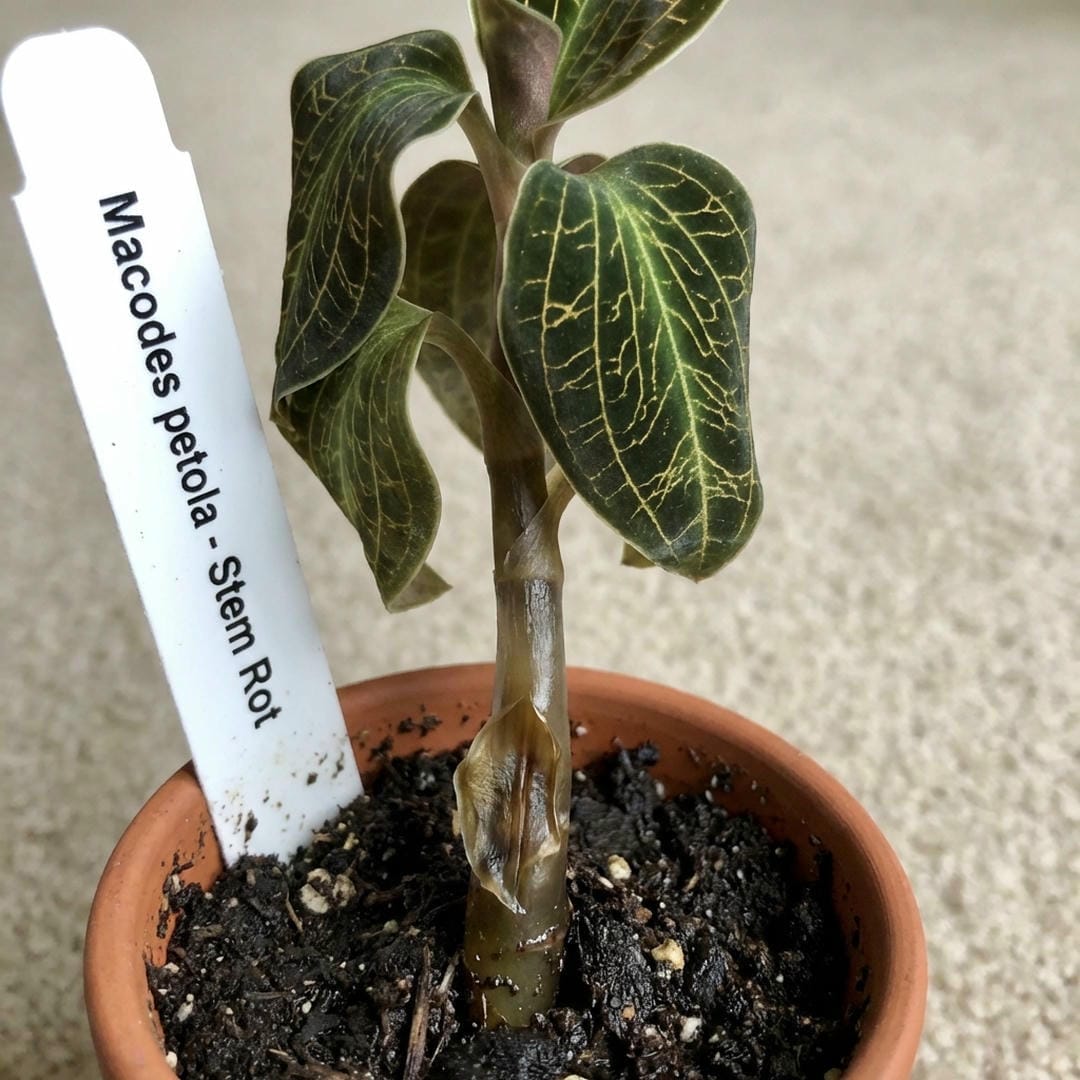 Jewel orchid stem turning brown and mushy