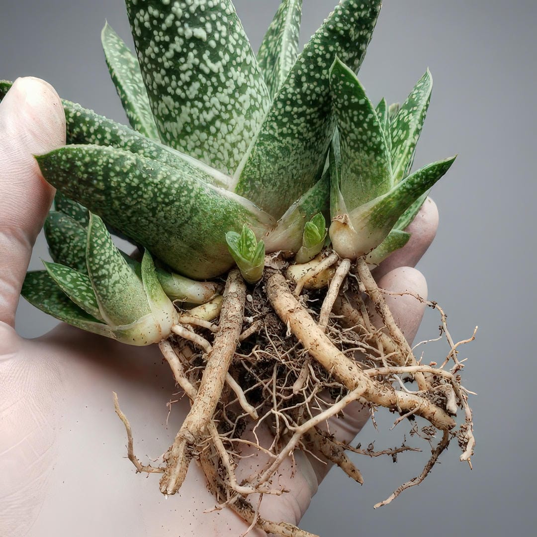 Gasteria Little Warty with multiple offsets (pups) growing around the base of the mother plant