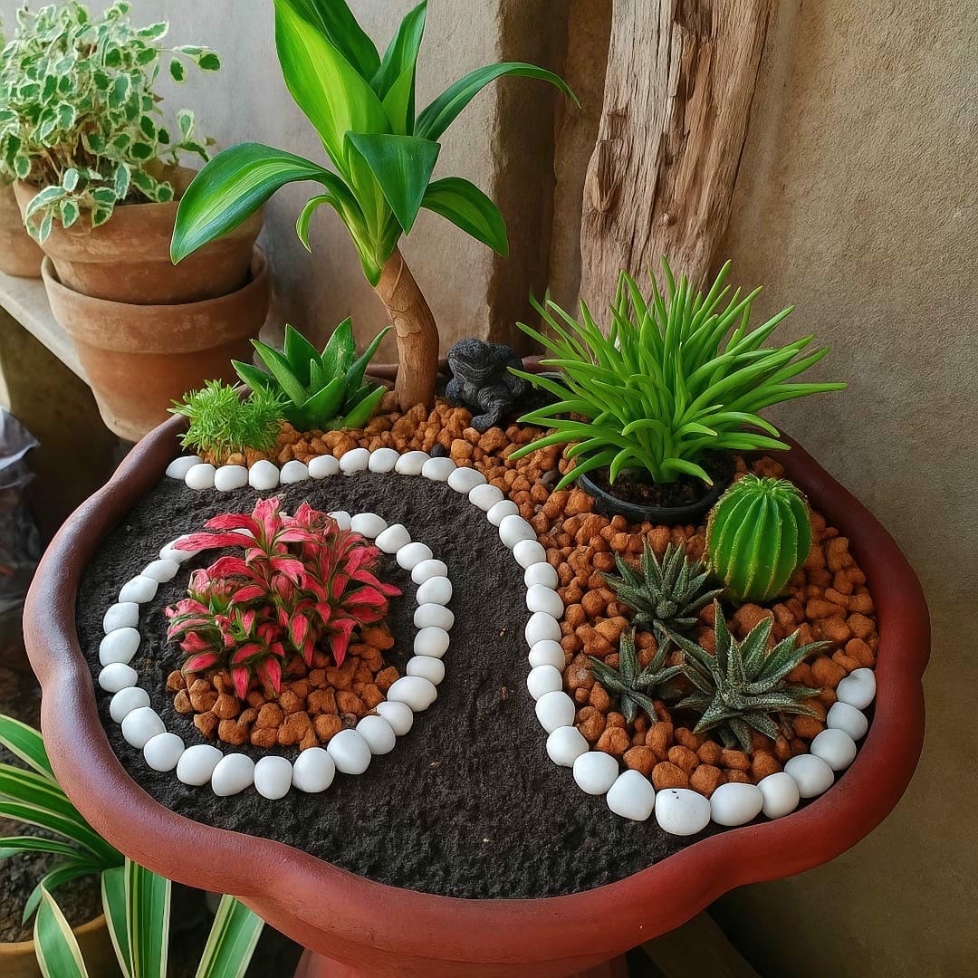 Peperomia Green Bean featured in a beautiful, mixed succulent dish garden.