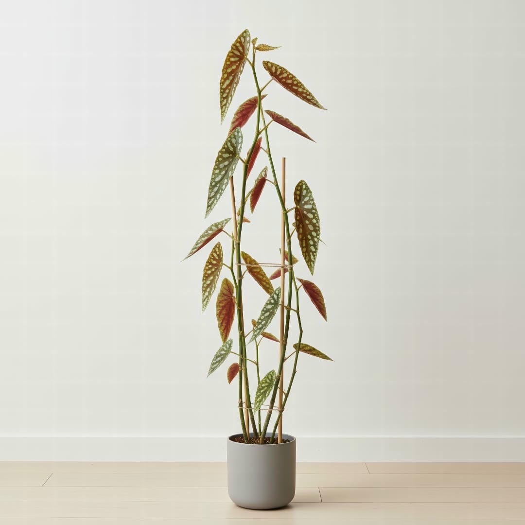 A tall, healthy Polka Dot Begonia showing its upright, cane-like growth habit