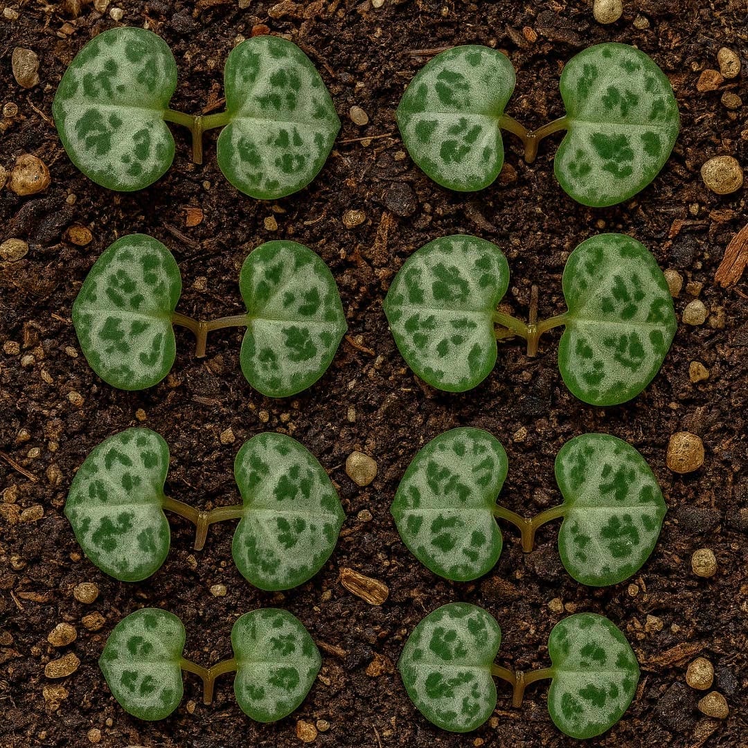 A flat lay image showing the 'butterfly method' of String of Hearts propagation.