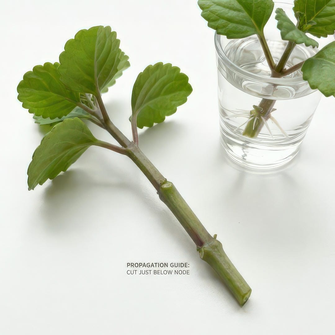Swedish Ivy stem cutting showing nodes for propagation