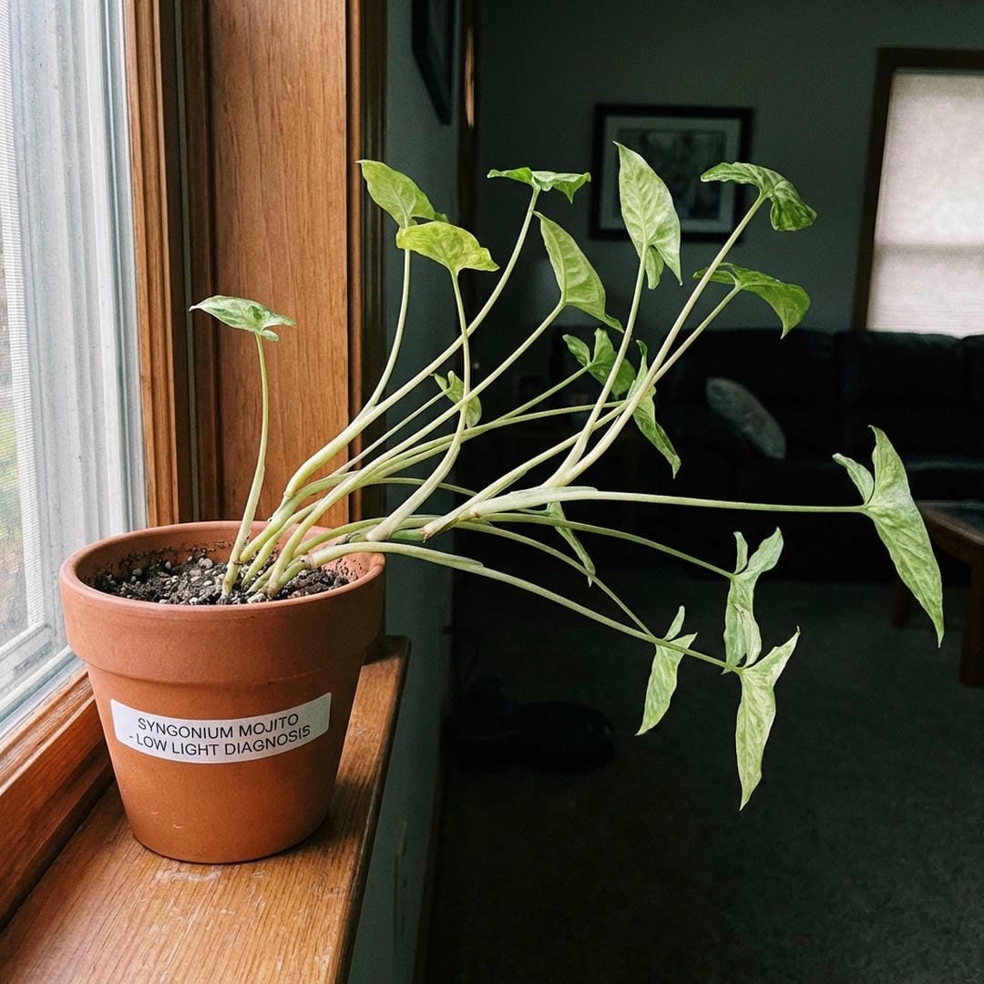 A plant with long stems and few leaves